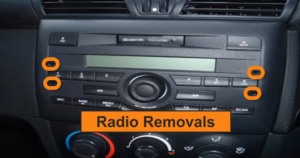 There are four Removal Slots in the original car radio, as shown below