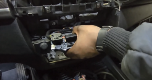 Remove four screws that fix the original car radio and pull it out from the dash. Then unplug the connectors and wires behind the car radio